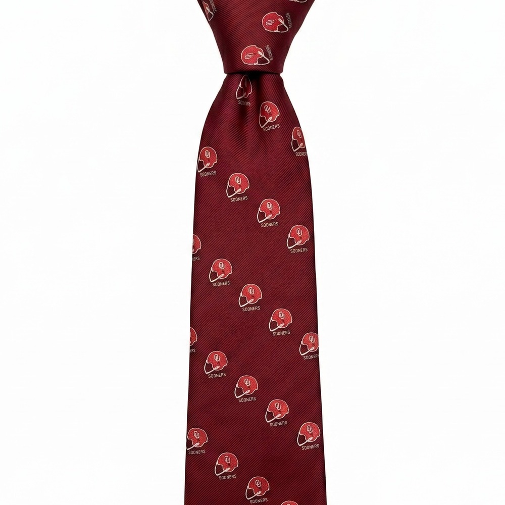 VTG Robert Talbott Oklahoma Sooners NCAA Silk Blend Crimson Mens Tie 4"